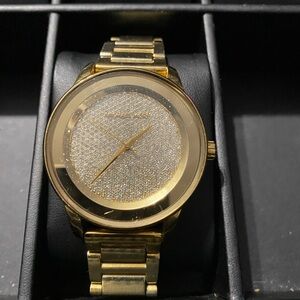 Michael Kors Gold-Tone Pave Dial Watch